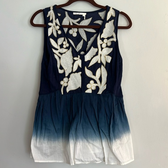 Anthropologie Blue Tie Dye Blouse - Picture 2 of 4